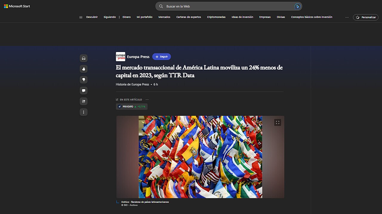 El mercado transaccional de Amrica Latina moviliza un 24% menos de capital en 2023, segn TTR Data